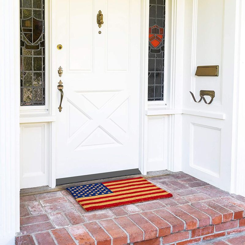 Coco Coir Door Mat, American Flag Patriotic Outdoor Decor (30 x 17 In)
