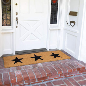 Long Nonslip Welcome Door Mat with Stars (17 x 60 in, Natural Coir)