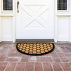 Half Round Natural Coir Nonslip Welcome Door Mat, Honeycomb Pattern (17 x 30 in)