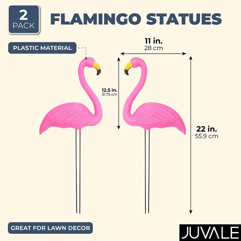 Pink Flamingo Lawn Ornaments for Home and Yard Decor (27 in, 2 Pack)