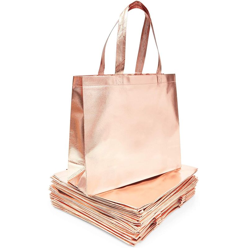 24 Pack Rose Gold Gift Bags with Handles, Large Non-Woven Reusable Grocery  Tote Bags (13.8 x 11.8 x 4.72 In)