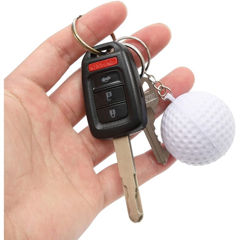 White Foam Golf Ball Keychain Bulk Set (1.5 Inches, 30 Pack)