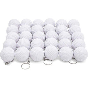 White Foam Golf Ball Keychain Bulk Set (1.5 Inches, 30 Pack)