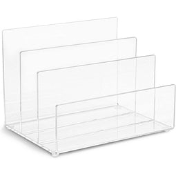 Clear Acrylic File Folder Holder with 3 Slots and Rounded Edges (9 x 6.75 in)