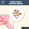 Juvale Metal Leaf Napkin Rings (1.8 Inches, Rose Gold, 12-Pack)