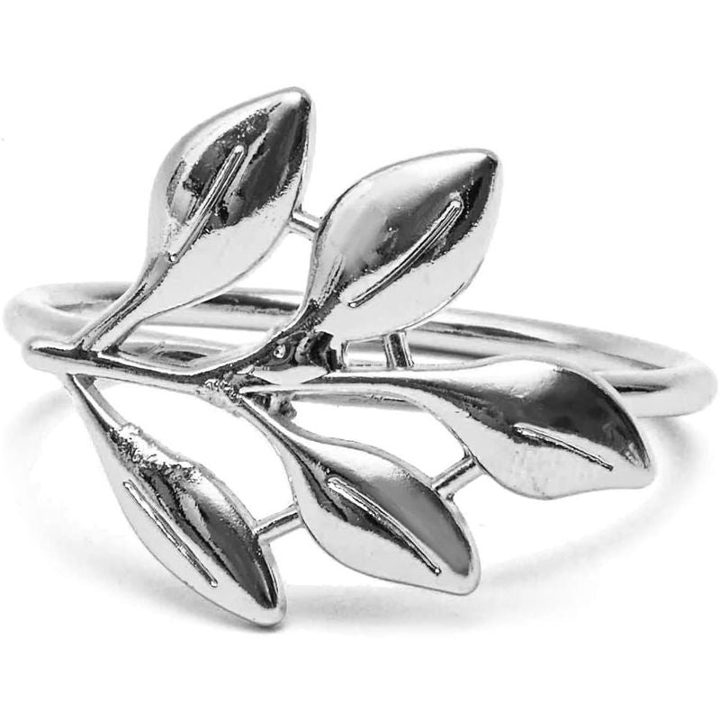 Juvale Metal Leaf Napkin Rings (1.8 Inches, Silver, 12-Pack)