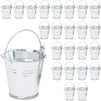 Small Silver Metal Buckets with Handles for Party Favors (2.5 Inches, 24 Pack)