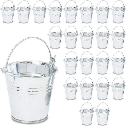 Juvale 24 Pack Mini Metal Buckets With Handles For Party Favors