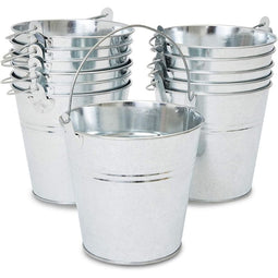 Galvanized Metal Buckets with Handles for Decoration (5 in, 12 Pack)