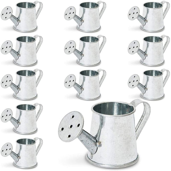 Juvale Mini Galvanized Metal Decorative Watering Can (3 x 1.6 x 1.6 in, 12 Pack)