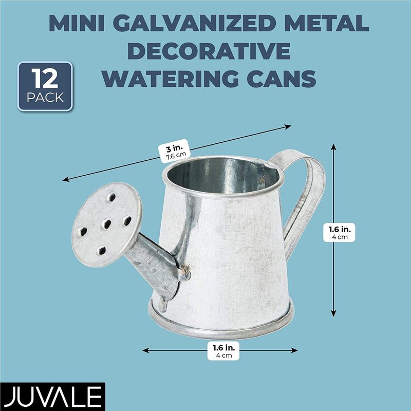 Juvale Mini Galvanized Metal Decorative Watering Can (3 x 1.6 x 1.6 in, 12 Pack)