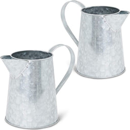 Galvanized Metal Jug for Home Decoration (6 Inches, 2 Pack)