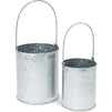 Galvanized Metal Buckets with Handles in 2 Sizes for Home Decoration (2 Pack)