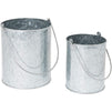 Galvanized Metal Buckets with Handles in 2 Sizes for Home Decoration (2 Pack)