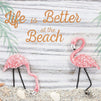 Juvale Flamingo and Life is Better at The Beach Hanging Wall Decoration (14 x 9 Inches)