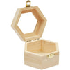 Unfinished Hexagon Wood Jewelry Box with Window and French Buckle (3-Pack)