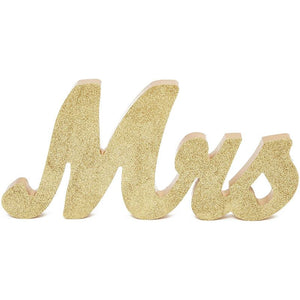 Mr. and Mrs. Signs for Wedding Table Decoration (6 Inches, Gold, 3 Pieces)