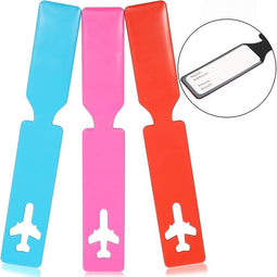 Airplane Luggage ID Tags for Suitcases (Red, Pink, Blue, 9.8 x 1.5 in, 3 Pack)