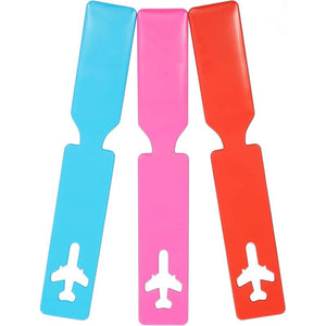 Airplane Luggage ID Tags for Suitcases (Red, Pink, Blue, 9.8 x 1.5 in, 3 Pack)