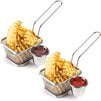 Stainless Steel Mini Chip Fryer Basket with Sauce Cup (Set of 2)