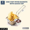 Stainless Steel Mini Chip Fryer Basket with Sauce Cup (Set of 2)