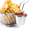 Stainless Steel Mini Chip Fryer Basket with Sauce Cup (Set of 2)