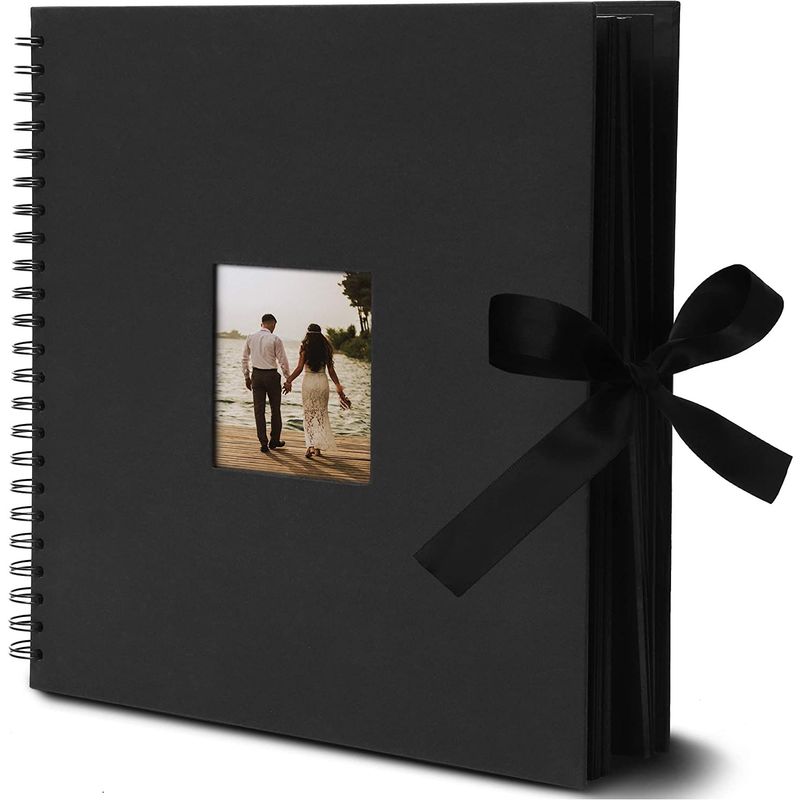 DIY Scrapbook Album, Black Cover with Photo Window (12 Inches, 80 Pages)