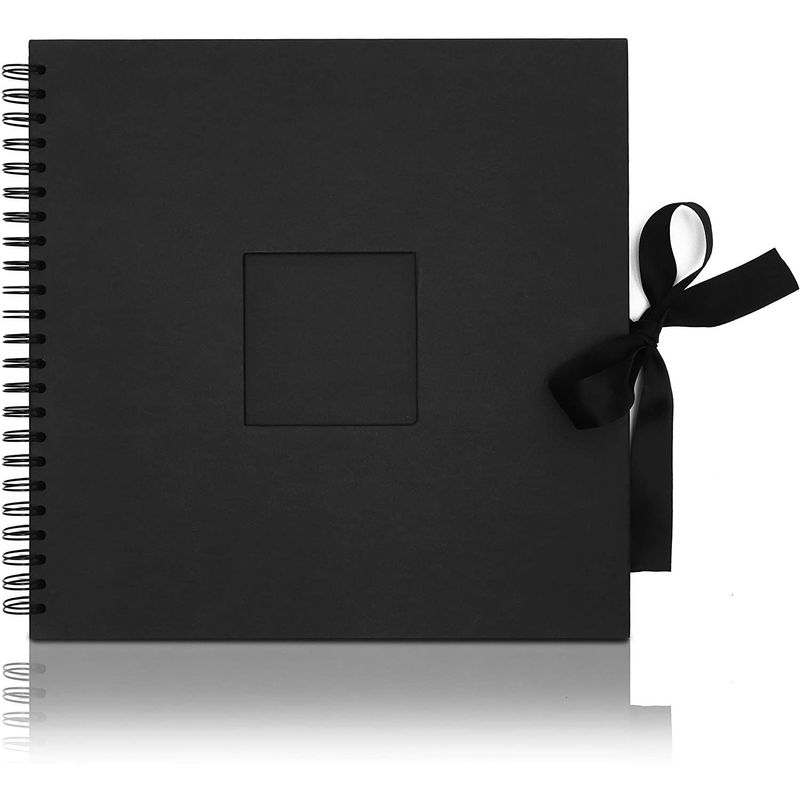 DIY Scrapbook Album, Black Cover with Photo Window (12 Inches, 80