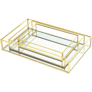 Gold Metal Jewelry Tray Set in 3 Sizes (3 Pack)