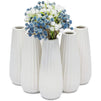 White Ceramic Flower Vases for Home Décor (1.4 x 5.9 Inches, 6 Pack)