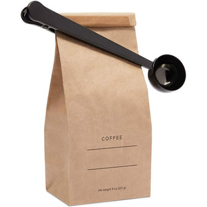 Metal Coffee Scoop with Clip (Black, 6.8 Inches, 2 Pack)