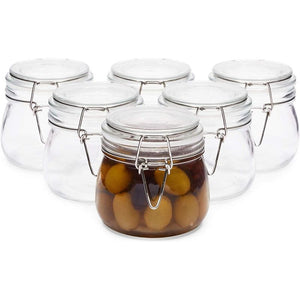 Juvale 5 Pack Glass Canisters with Airtight Bamboo Lids for Pantry Storage (4 x 4.13 in)