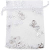 Silver Foil Organza Drawstring Gift Bag Pouch, Butterfly Design (3.5 x 4.75 in, 120 Pack)