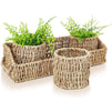 Juvale Round Seagrass Wicker Nesting Storage Basket Set with Rectangle Tray (4 Pieces)