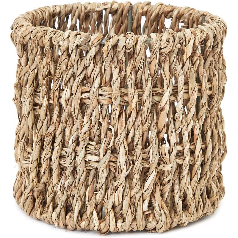 Juvale Round Seagrass Wicker Nesting Storage Basket Set with Rectangle Tray (4 Pieces)