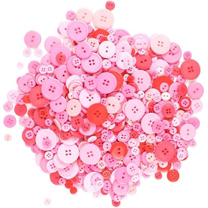 Pink Craft Buttons Bulk, Flatback with 4 Holes for Sewing (6 Sizes, 800 Pieces)
