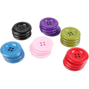 Large Resin Flatback Craft Buttons with 4 Holes (2 Inches, 6 Colors, 24 Pieces)
