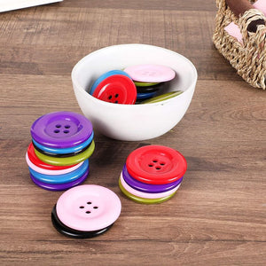 Large Resin Flatback Craft Buttons with 4 Holes (2 Inches, 6 Colors, 24 Pieces)