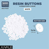 White Resin Flatback Craft Buttons for Sewing, 4 Holes (5/8 in, 500 Pieces)