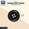 Black Resin Flatback Craft Buttons for Sewing, 4 Holes (5/8 in, 500 Pieces)