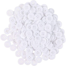 White Resin Flatback Craft Buttons for Sewing, 4 Holes (1 Inch, 200 Pieces)