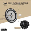 Black Resin Flatback Buttons with 4 Holes (1 Inch, 200 Pieces)