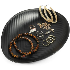 Melamine Jewelry Tray, Black Accessory Dish (9 x 7 In)
