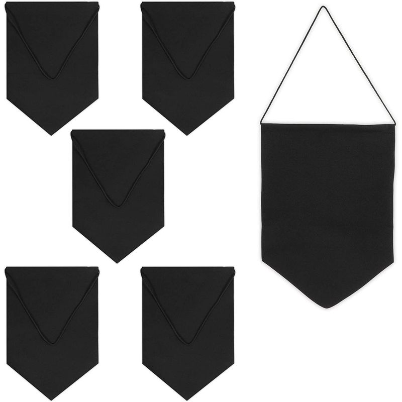 Custom Garden Flags for Decorating, DIY Black Pennants (12 x 18 Inches, 6 Pack)