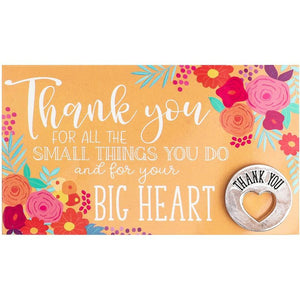 Floral Thank You Cards with Appreciation Heart Token (3.5 x 2 in, 12 Pack)