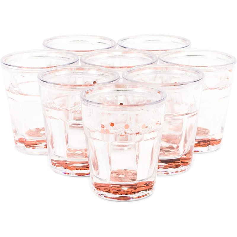Shot Glasses with Rose Gold Confetti (8 Pack)