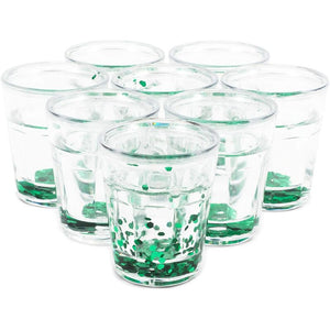 Confetti Glitter Shot Glasses for Parties (Green, 8 Pack)