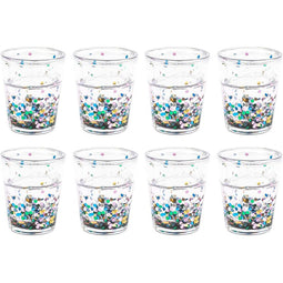 Plastic Shot Glasses with Rainbow Confetti (8 Pack)