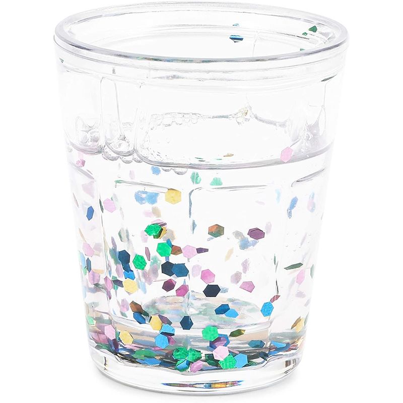 Plastic Shot Glasses with Rainbow Confetti (8 Pack)
