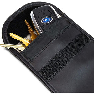RFID Car Key Pouches, Black PU Leather Bags (2 Pack)
